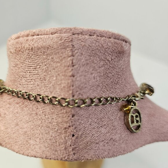 EL Erica Lyons Gold Tone Metal Animal Print Dark Red Beads Necklace Adjustable - Picture 4 of 8